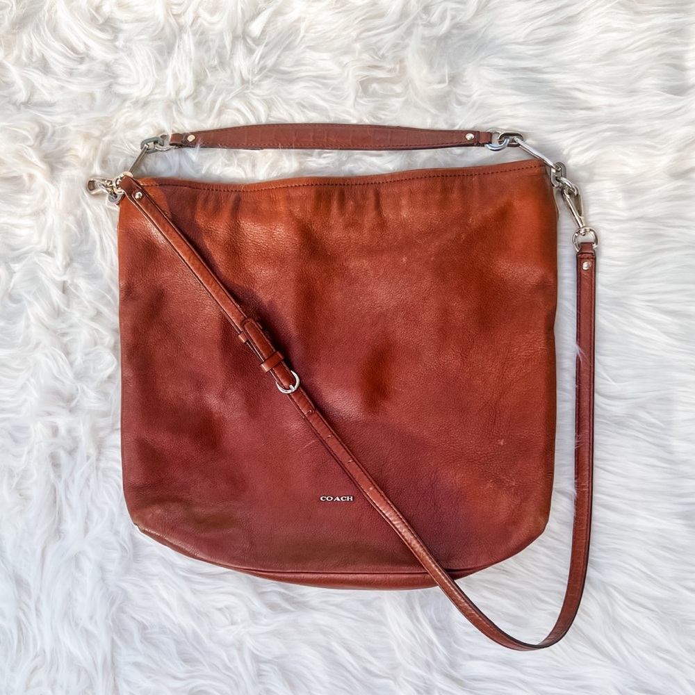 Coach Madison Two Way Hobo Messenger Leather Caramel Brown